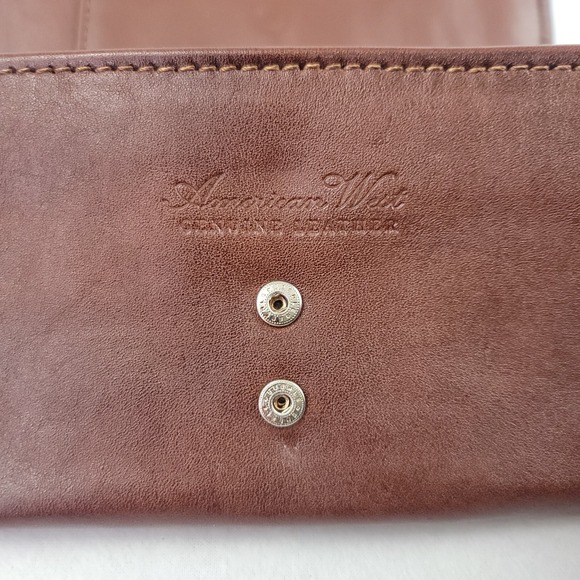 NWT American West Tooled Leather Wallet Brown 7" Snap Closure Western Design VTG - Picture 10 of 16